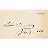Grover Cleveland Signed Executive Mansion Card as President