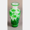 A Chinese Peking Green Over White Glass Vase,