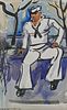 Carl Sprinchorn ''Seated Sailor'' Watercolor
