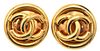 Pair of Chanel Ear Clips, round with iconic CC emblem, marked Chanel Made in France, 2938.
