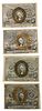 Set of 4 Washington Fractional Currency, to include paper bank notes, receivable for all United States stamps 1863, 5 cent, 10 cent, 25 cent, 50 cent,