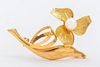 Vintage 18K Rose & Yellow Gold Flower Pearl Brooch