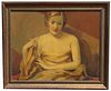 Art Deco Portrait of a Seated Woman, Signed