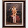 Tomasz Rut (b. 1961) Nude Female Playing the Piano, Giclee on canvas,