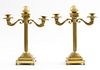 Neoclassical Two-Arm Brass Candelabras, 2