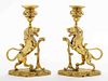 Brass Classical Lion Candlesticks, Pair