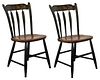American Folk style Ebonized Painted Chairs, 2