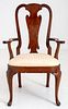 Queen Anne Style Mahogany Open Armchair