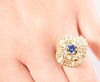 Vintage 18k YG 3.0cts Diamond Sapphire Ring