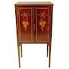 Circa 1910 Edwardian Inlaid Mahogany Two Door Sheet Music Cabinet With Fitted Interior.