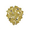 18k Gold Diamond Sapphire Brooch Pin