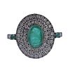 Silver 1.59ct Emerald Diamond Ring