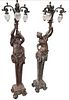 Very Large Pair of Bronze TorchÃ¨re Figurative Lamps Including NFT