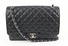 CHANEL BLACK QUILTED CAVIAR DOUBLE CLASSIC MAXI FLAP