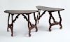 PAIR OF ITALIAN BAROQUE STYLE WALNUT CONSOLE TABLES