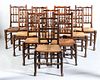 SET OF TEN ASSEMBLED YORKSHIRE ELM SPINDLE-BACK DINING CHAIRS