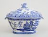 STAFFORDSHIRE BLUE TRANSFER-PRINTED POTTERY TUREEN AND COVER, IN THE WILLOW" PATTERN"