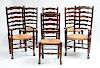 SET OF SIX YORKSHIRE OAK LADDER-BACK DINING CHAIRS