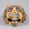 Antique Indian Enameled Iron Lion Mask