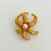 14k Yellow Gold, Ruby and Pearl Starfish Brooch