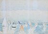 Doris Riker Beer Watercolor on Paper "Sailboats in Polpis Harbor"