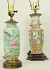 Two Chinese Enamelled Porcelain Boudoir Lamps, 19th Century