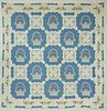 Baby Blue and White Flower Basket Applique Quilt, circa 1930s