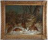 James G. Hill Oil on Canvas "Quail in a Snowy Woodland"