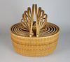 Nest of Six Bill and Judy Sayle Oval Nantucket Double Swing Handle Baskets, circa 1997