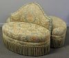 Art Deco Style Upholstered 3 Seat Tete A Tete