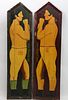 Two Vintage Hand Painted Boxer Panels, Tom Sayers and Tago Black