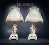 Pair Of 19th C. Meissen Figural Lamp