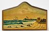 Folk Art Painting of Point Judith on Carved Panel