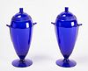 Pair of Cobalt Glass Urns