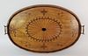 Antique English Satinwood Inlaid Oval Serving Tray
