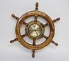 Ship's Time Quartz Ship's Wheel Brass Clock