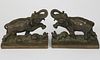 Vintage Pair of Cast Bronze Elephant Bookends