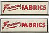 Two Vintage Famous Fabric Advertising Signs