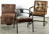 3 Modern Distressed Leather-Style Chairs