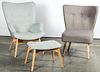 2 Modern Upholstered Chairs w/1 Ottoman