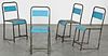 Four Vintage Industrial Design Stacking Metal Chairs