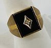 Antique Gold, Onyx and Diamond Ring
