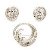Rhinestone Pin and Pair of Ear Clips, Ciner