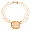 Shell Cameo, Fresh Water Pearl, Diamond, 14k Necklace