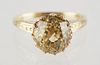 14K Pale Yellow Mine Cut Sapphire Ring Size 6.75