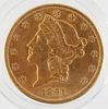 1891-S Liberty Head US $20 Gold Coin