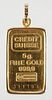 Credit Suisse 5 gram .9999 Fine Gold Bar Pendant
