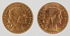 1910 1911 France 20 Francs Gold Coins