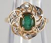 14K Emerald and Diamond Ring Size 6