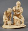 Antique Japanese Carved Ivory Figural Group